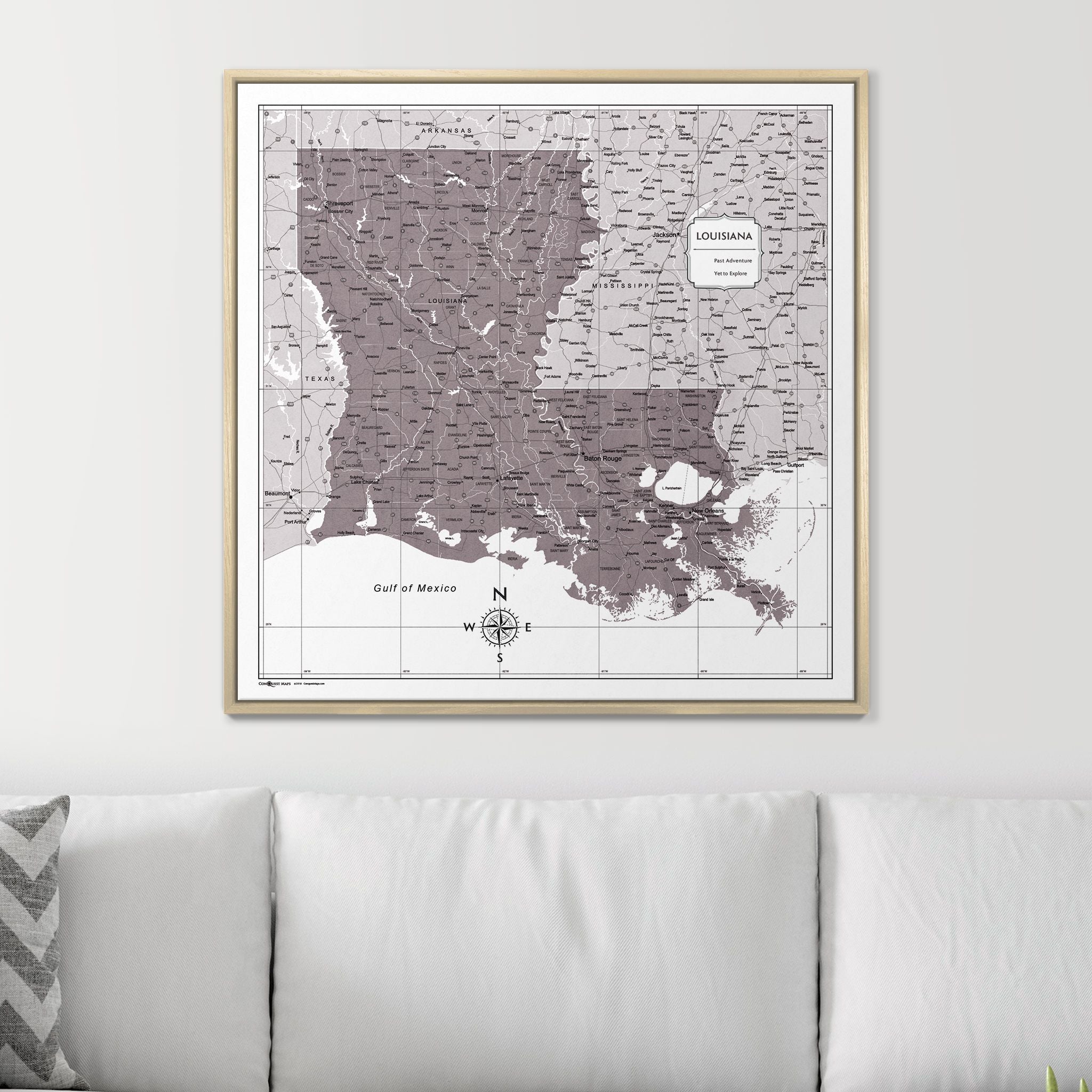 Push Pin Louisiana Map (Pin Board) - Dark Brown Color Splash CM Pin Board