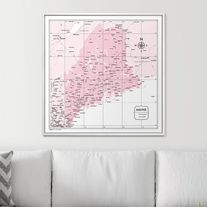 Push Pin Maine Map (Pin Board) - Pink Color Splash CM Pin Board