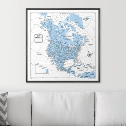 Push Pin North America Map (Pin Board) - Light Blue Color Splash CM Pin Board