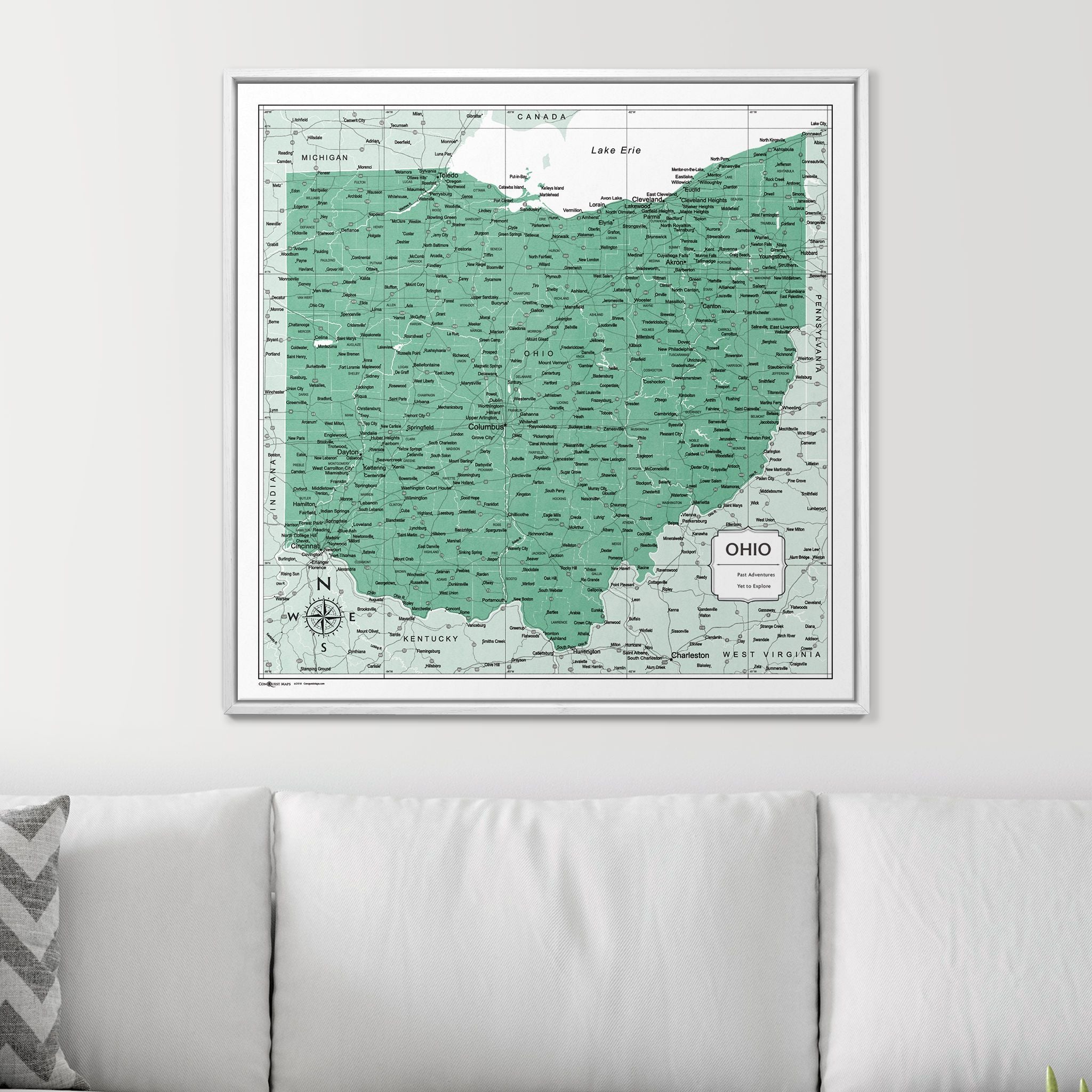 Push Pin Ohio Map (Pin Board) - Green Color Splash CM Pin Board