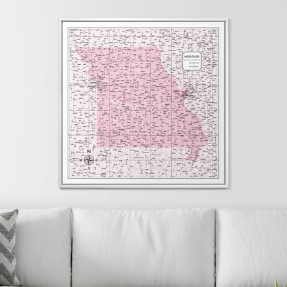 Push Pin Missouri Map (Pin Board) - Pink Color Splash CM Pin Board