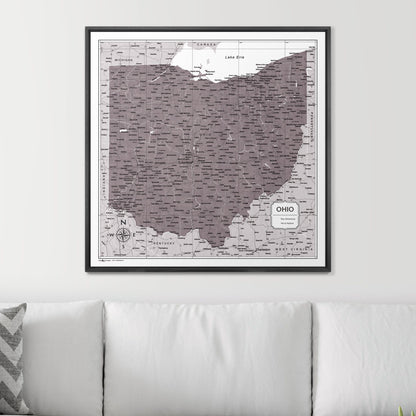 Push Pin Ohio Map (Pin Board) - Dark Brown Color Splash CM Pin Board