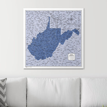 Push Pin West Virginia Map (Pin Board) - Navy Color Splash CM Pin Board