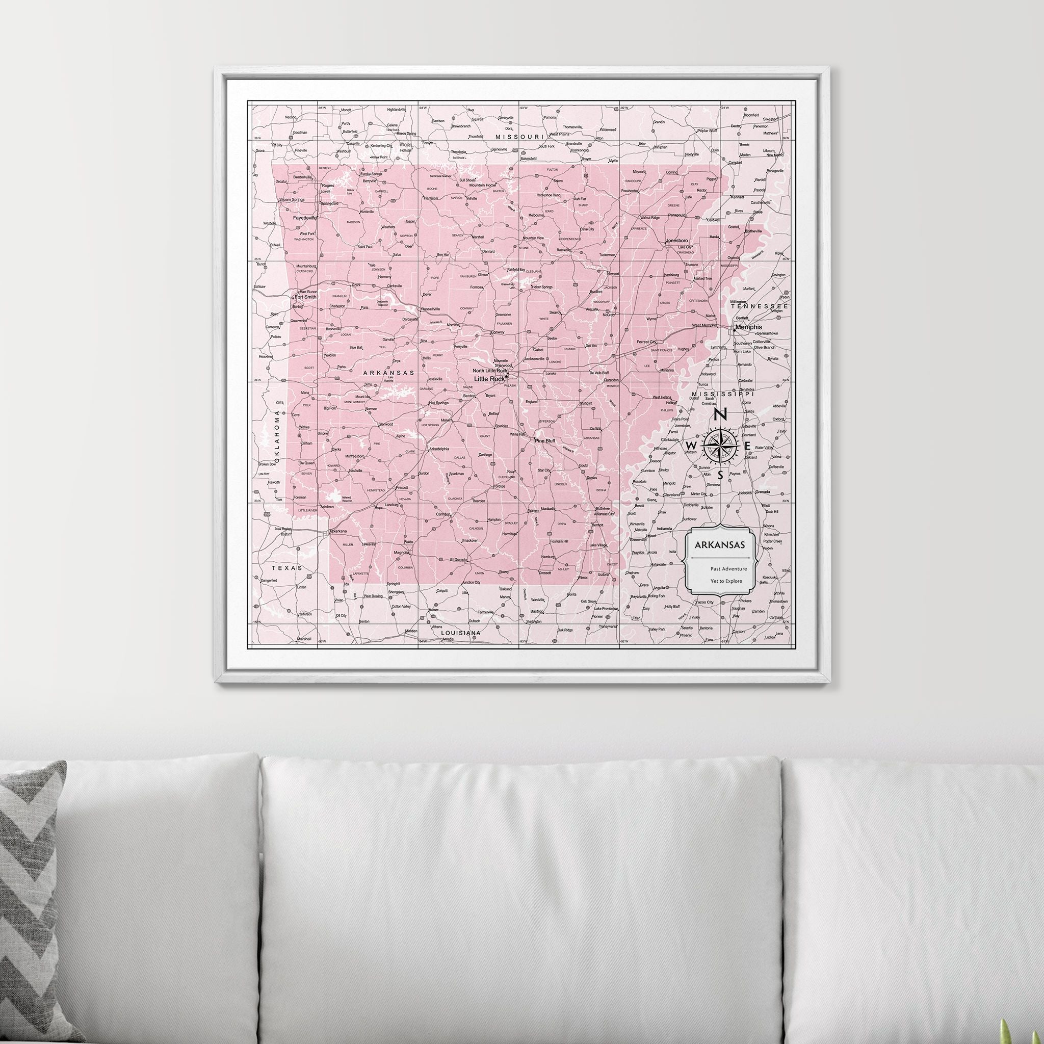 Push Pin Arkansas Map (Pin Board) - Pink Color Splash CM Pin Board