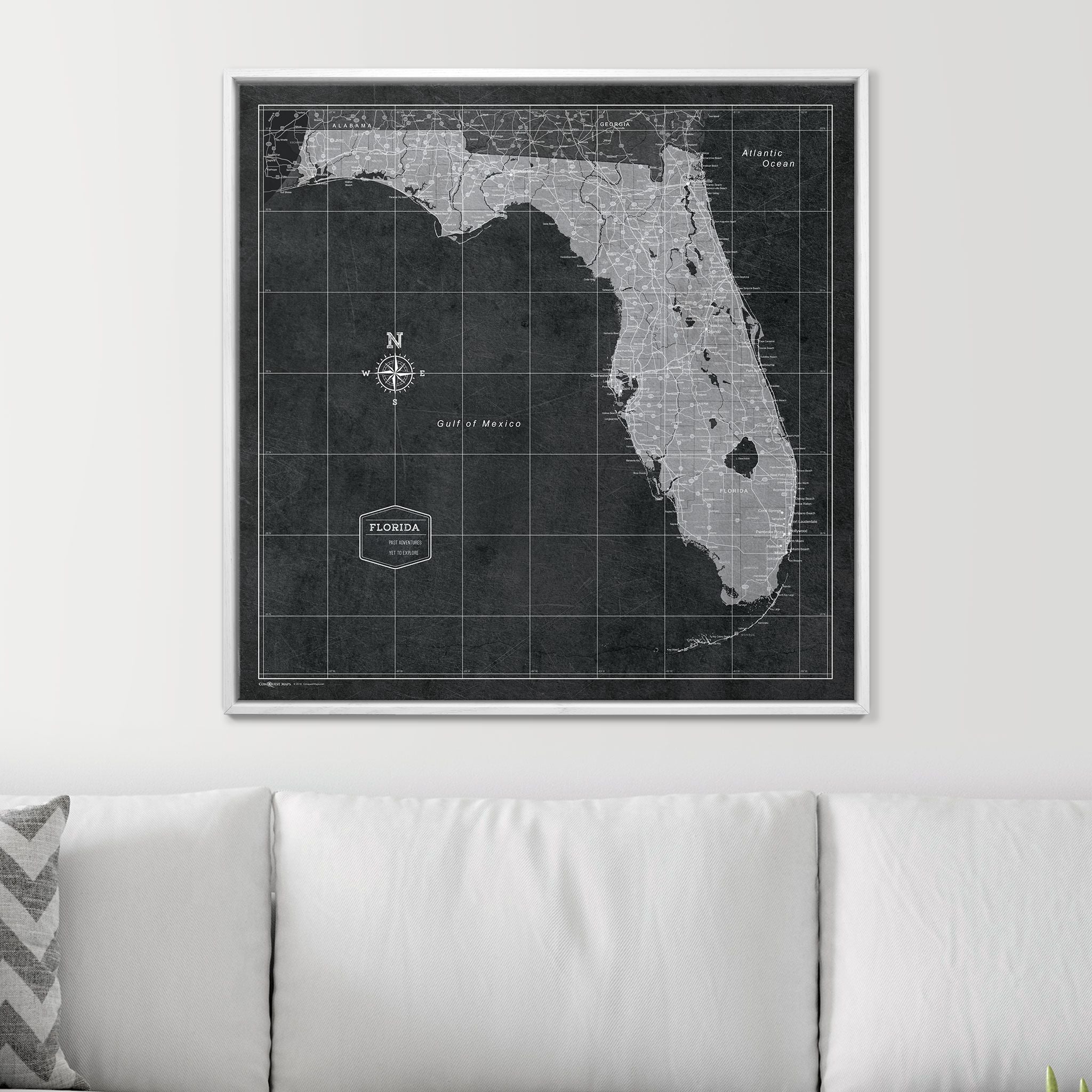 Push Pin Florida Map (Pin Board) - Modern Slate CM Pin Board