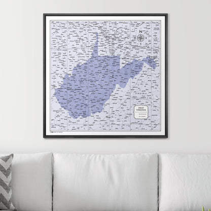 Push Pin West Virginia Map (Pin Board) - Purple Color Splash CM Pin Board