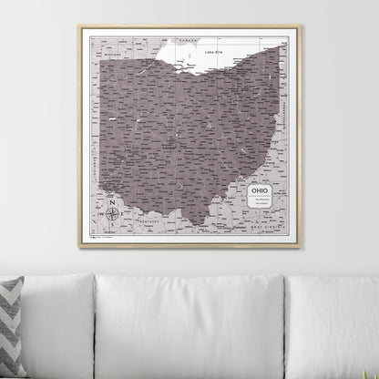 Push Pin Ohio Map (Pin Board) - Dark Brown Color Splash CM Pin Board