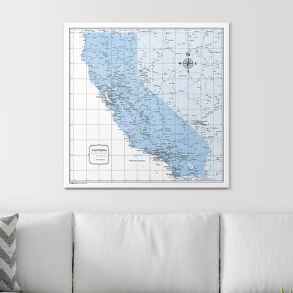 Push Pin California Map (Pin Board) - Light Blue Color Splash CM Pin Board