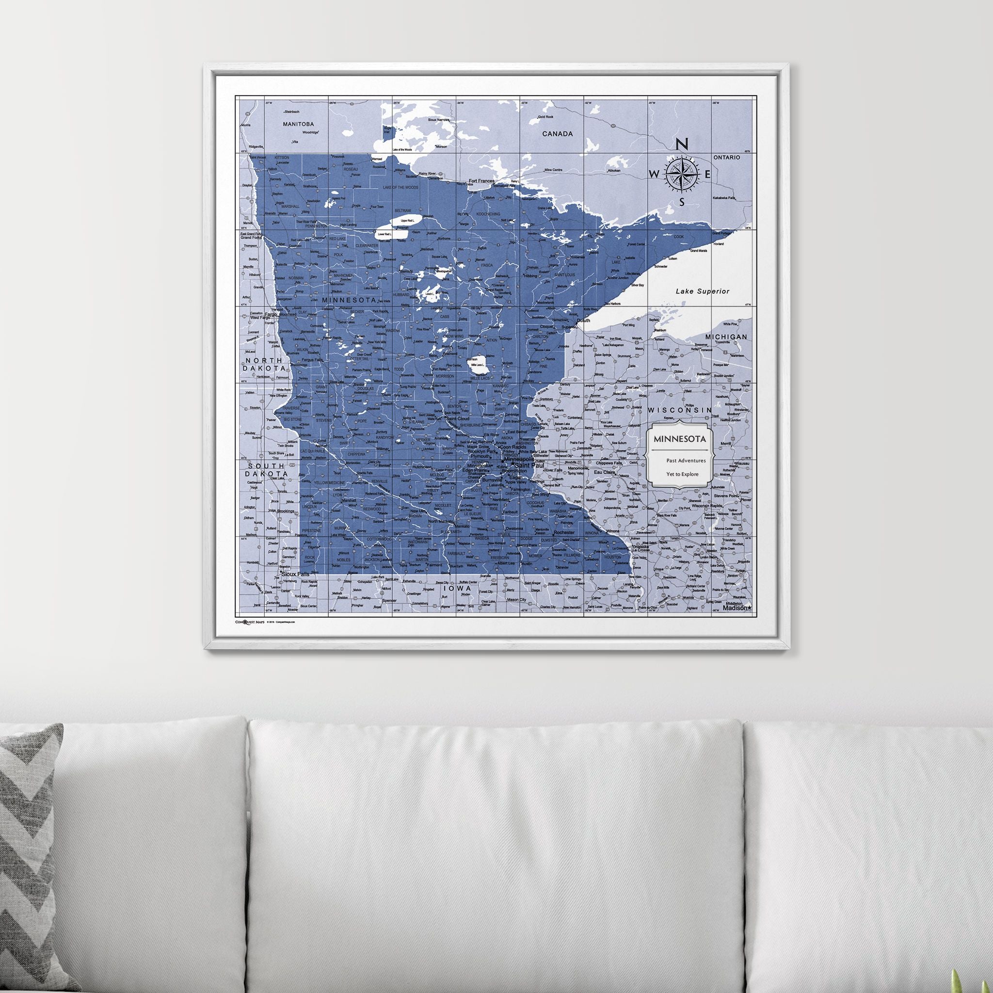 Push Pin Minnesota Map (Pin Board) - Navy Color Splash CM Pin Board