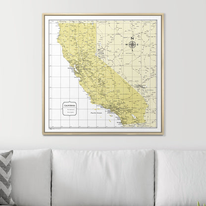 Push Pin California Map (Pin Board) - Yellow Color Splash CM Pin Board