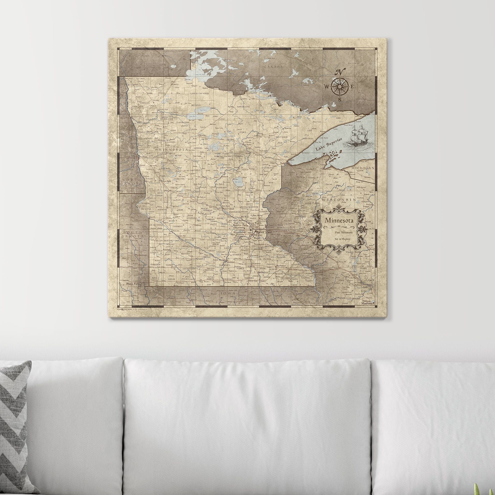 Push Pin Minnesota Map (Pin Board) - Rustic Vintage CM Pin Board