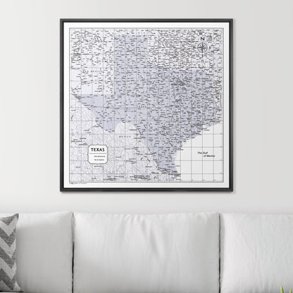 Push Pin Texas Map (Pin Board) - Light Gray Color Splash CM Pin Board