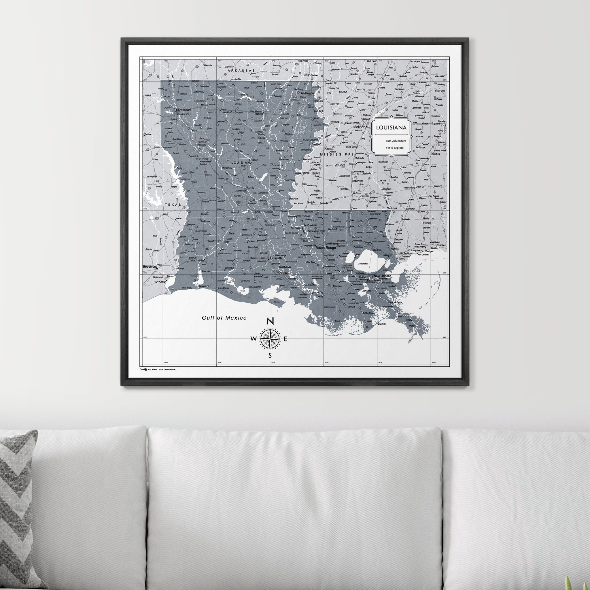 Push Pin Louisiana Map (Pin Board) - Dark Gray Color Splash CM Pin Board