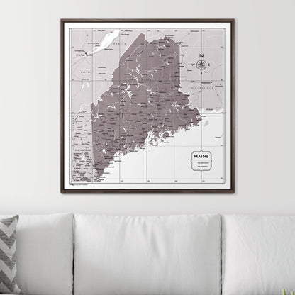 Push Pin Maine Map (Pin Board) - Dark Brown Color Splash CM Pin Board