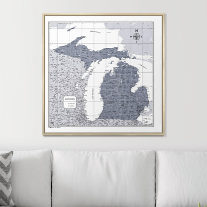 Push Pin Michigan Map (Pin Board) - Dark Gray Color Splash CM Pin Board