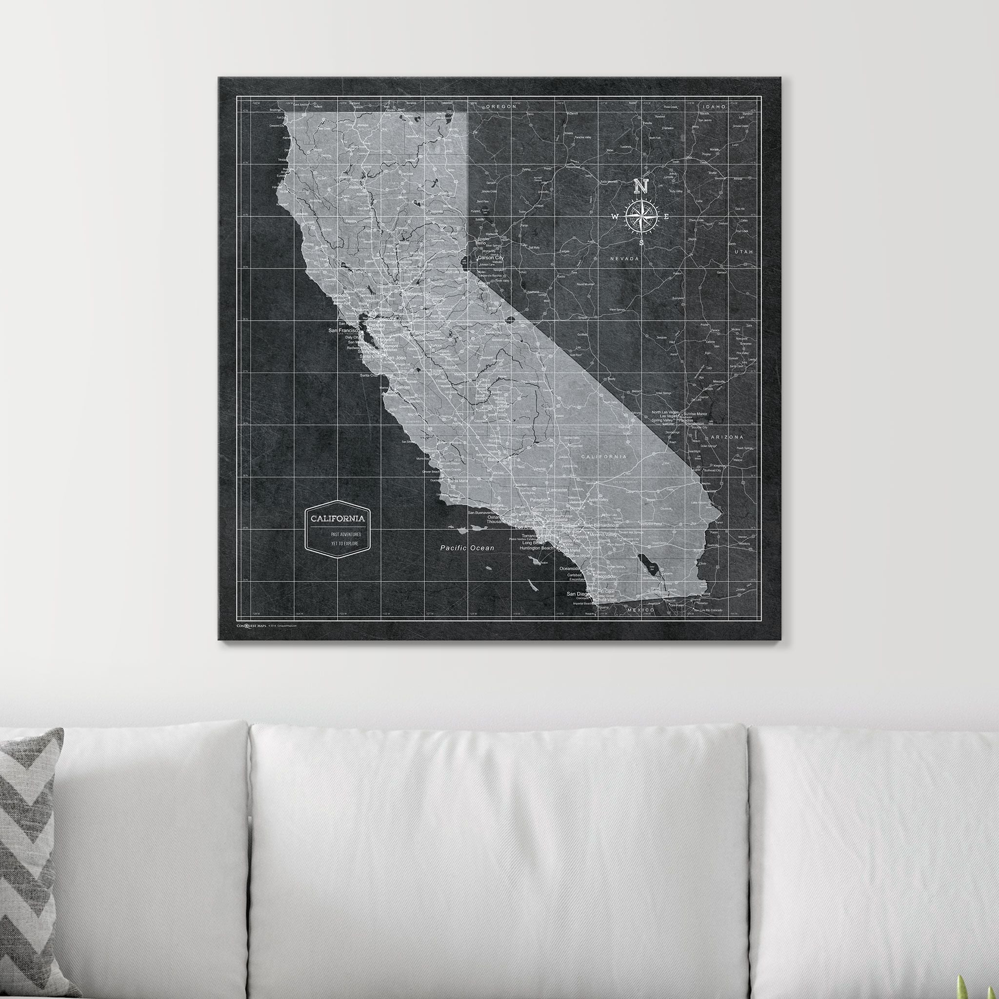 Push Pin California Map (Pin Board) - Modern Slate CM Pin Board