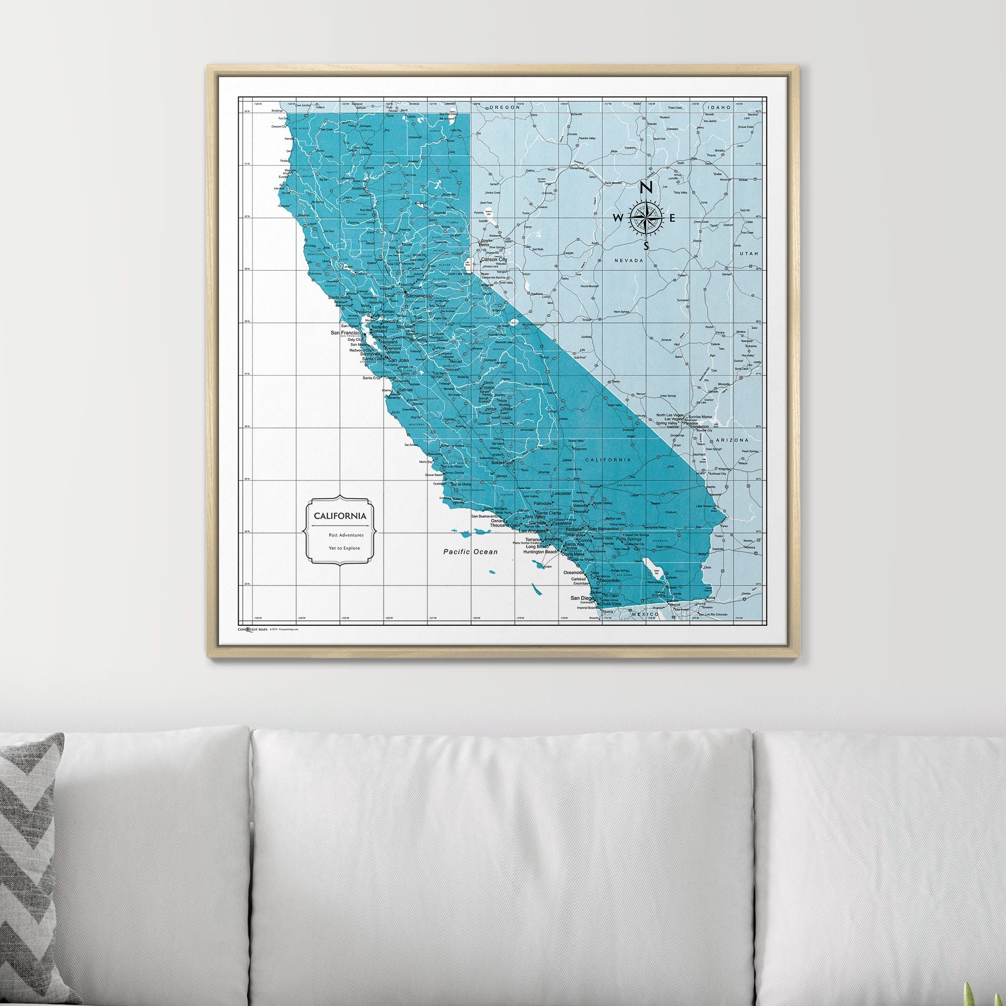 Push Pin California Map (Pin Board) - Teal Color Splash CM Pin Board