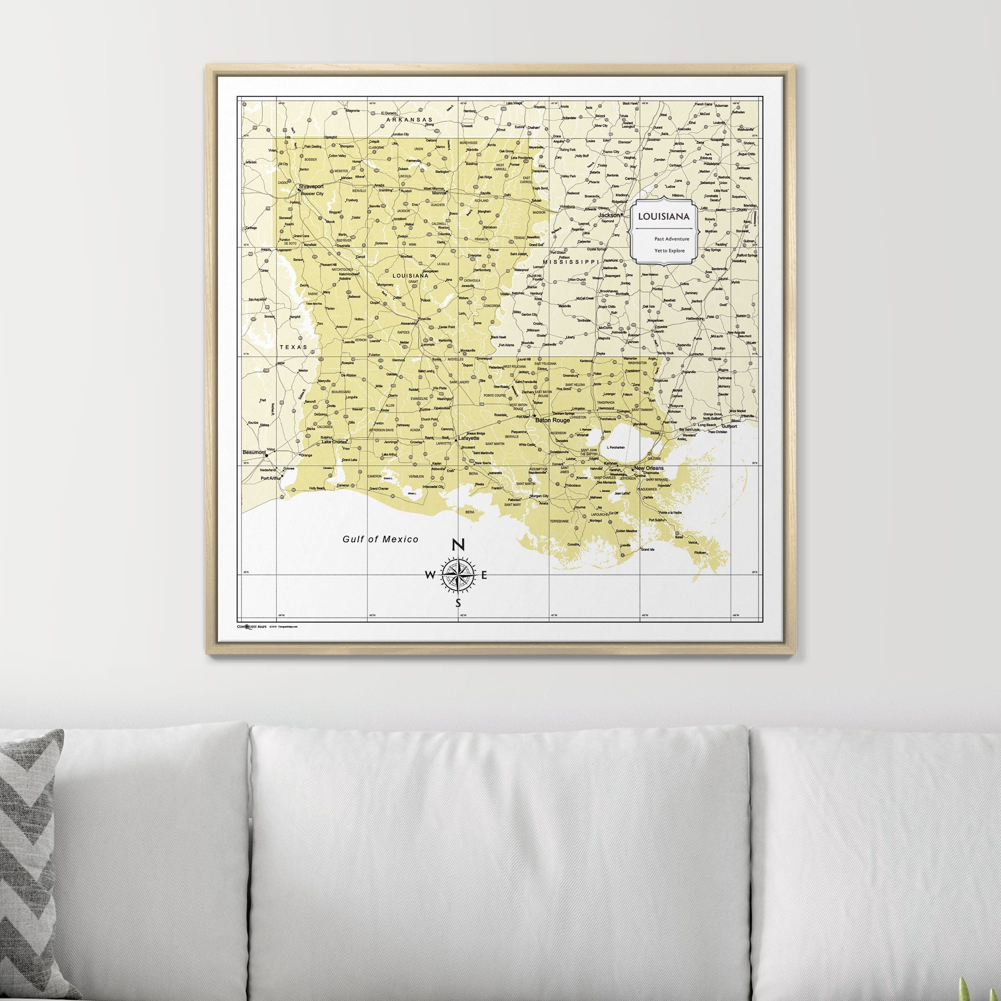 Push Pin Louisiana Map (Pin Board) - Yellow Color Splash CM Pin Board