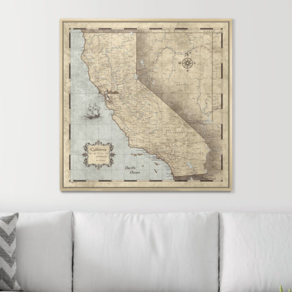 Push Pin California Map (Pin Board) - Rustic Vintage CM Pin Board