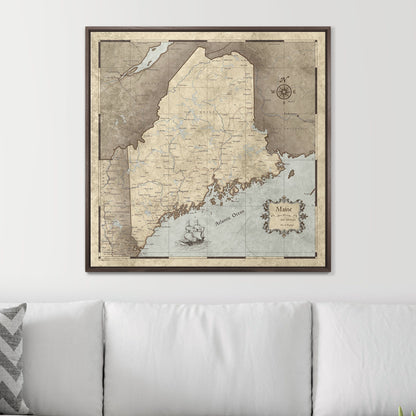 Push Pin Maine Map (Pin Board) - Rustic Vintage CM Pin Board