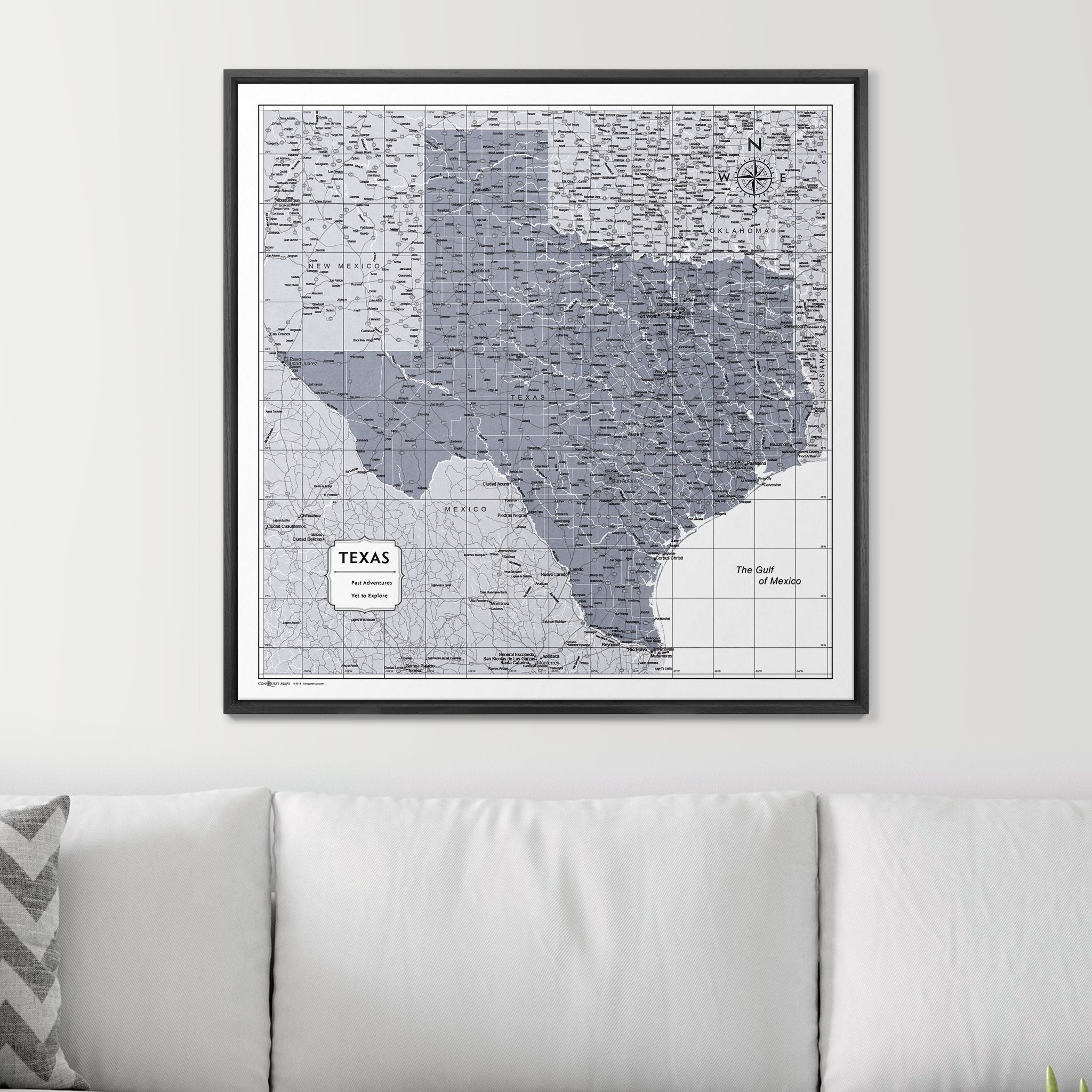 Push Pin Texas Map (Pin Board) - Dark Gray Color Splash CM Pin Board