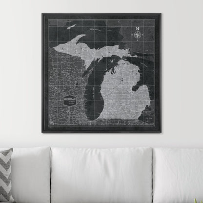 Push Pin Michigan Map (Pin Board) - Modern Slate CM Pin Board