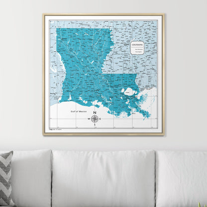 Push Pin Louisiana Map (Pin Board) - Teal Color Splash CM Pin Board