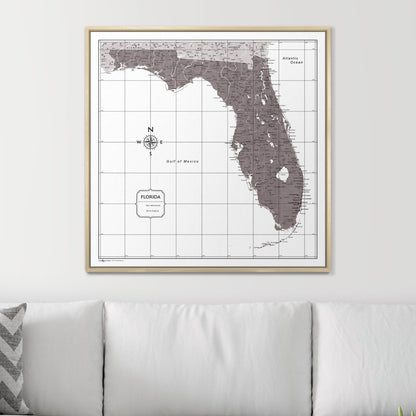 Push Pin Florida Map (Pin Board) - Dark Brown Color Splash CM Pin Board