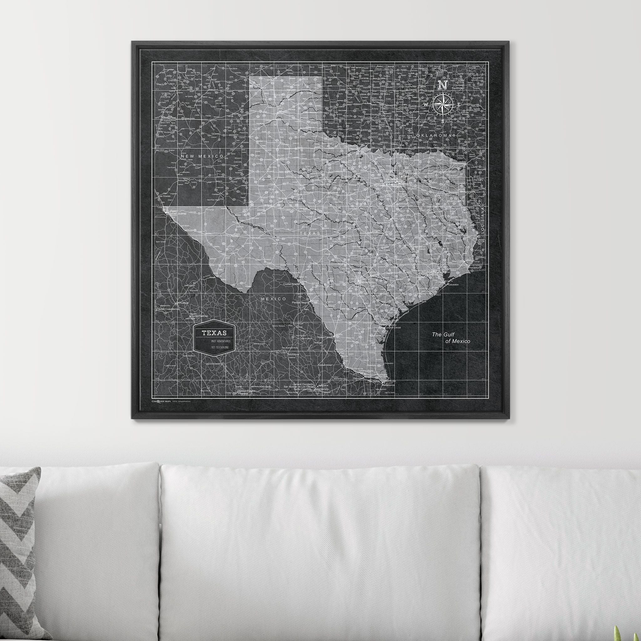 Push Pin Texas Map (Pin Board) - Modern Slate CM Pin Board