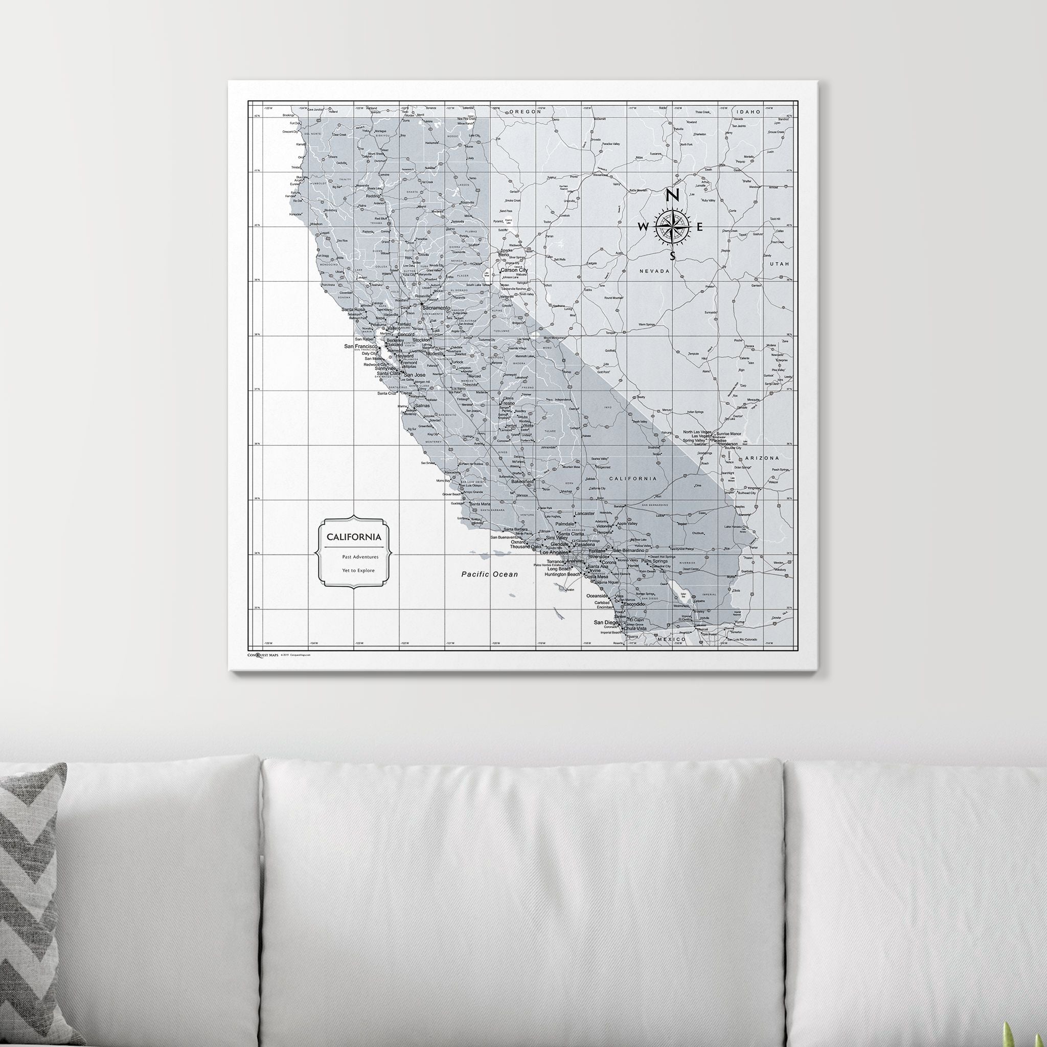 Push Pin California Map (Pin Board) - Light Gray Color Splash CM Pin Board