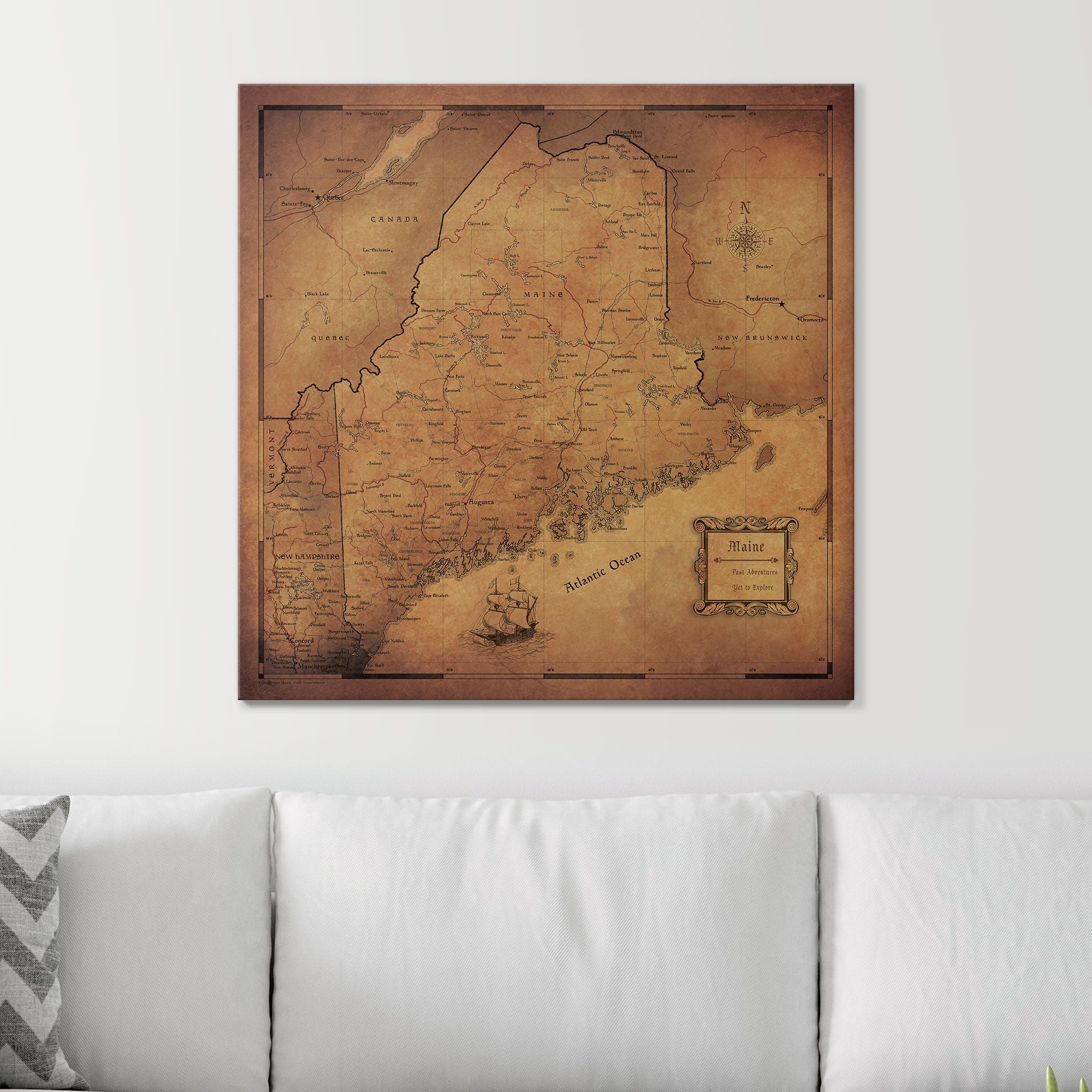 Push Pin Maine Map (Pin Board) - Golden Aged CM Pin Board