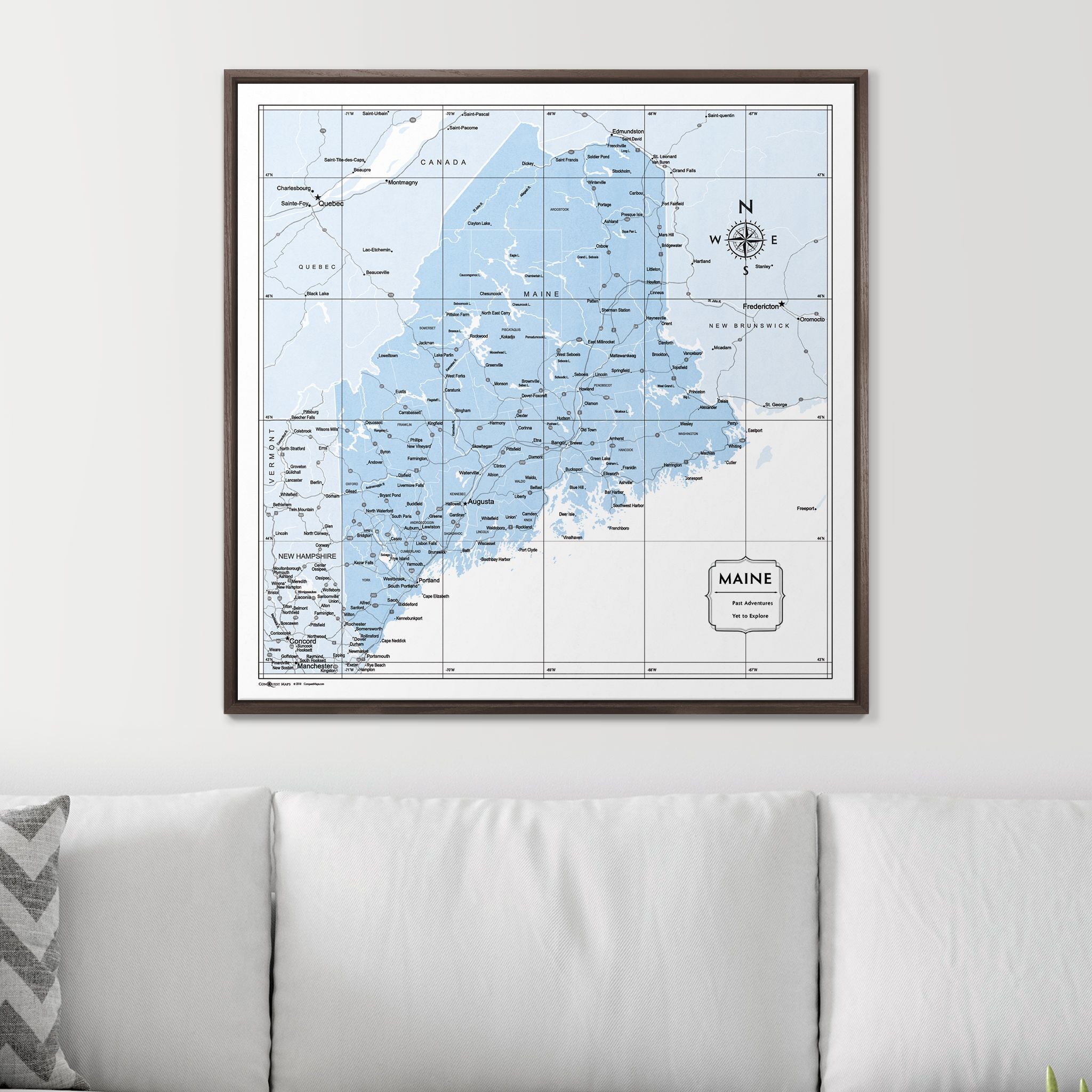 Push Pin Maine Map (Pin Board) - Light Blue Color Splash CM Pin Board