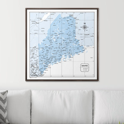 Push Pin Maine Map (Pin Board) - Light Blue Color Splash CM Pin Board