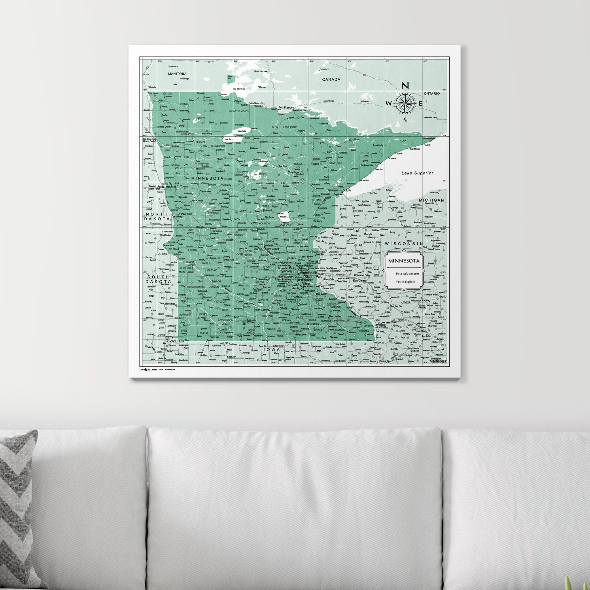 Push Pin Minnesota Map (Pin Board) - Green Color Splash CM Pin Board