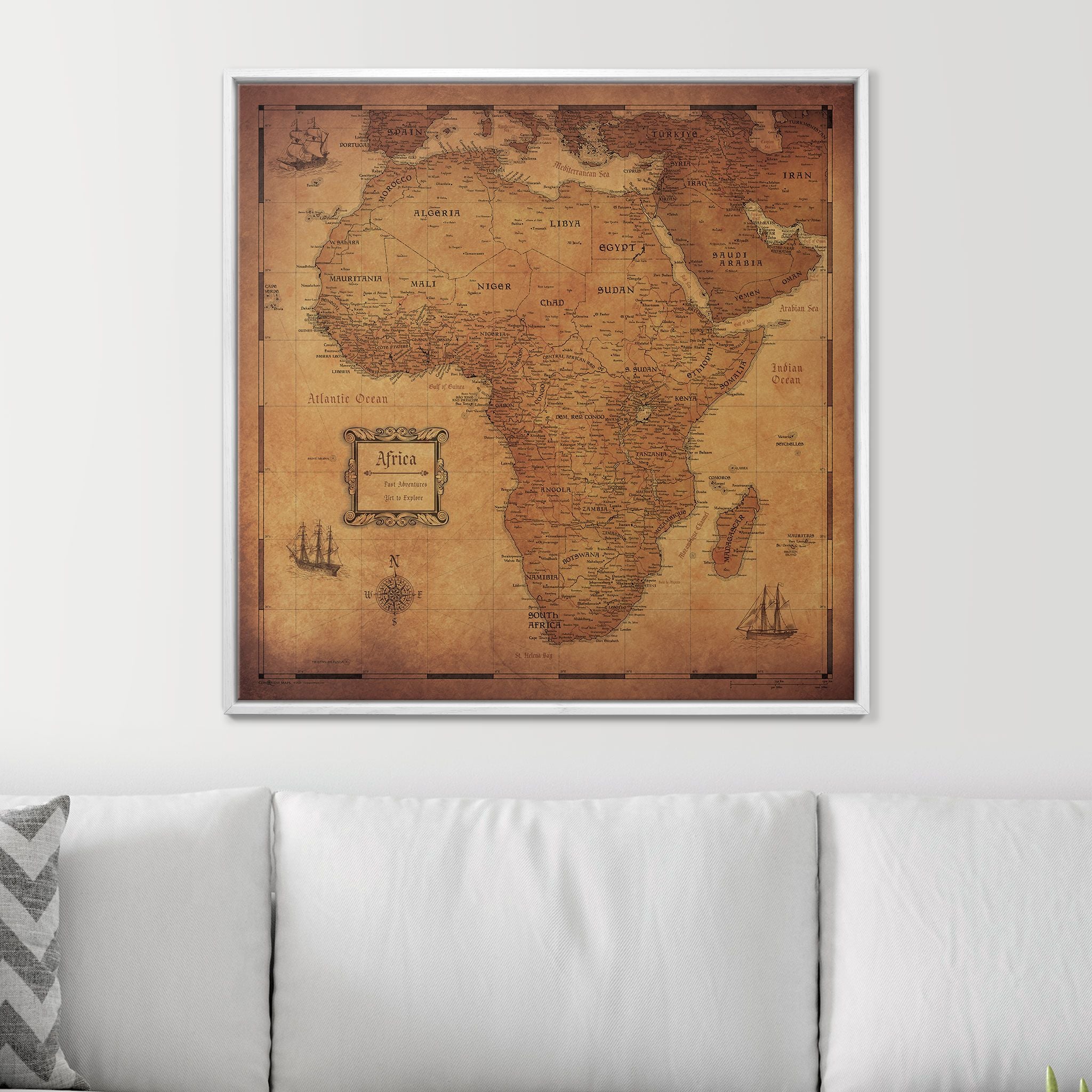 Push Pin Africa Map (Pin Board) - Golden Aged CM Pin Board