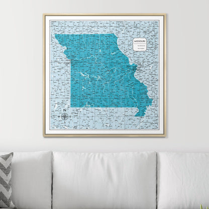 Push Pin Missouri Map (Pin Board) - Teal Color Splash CM Pin Board