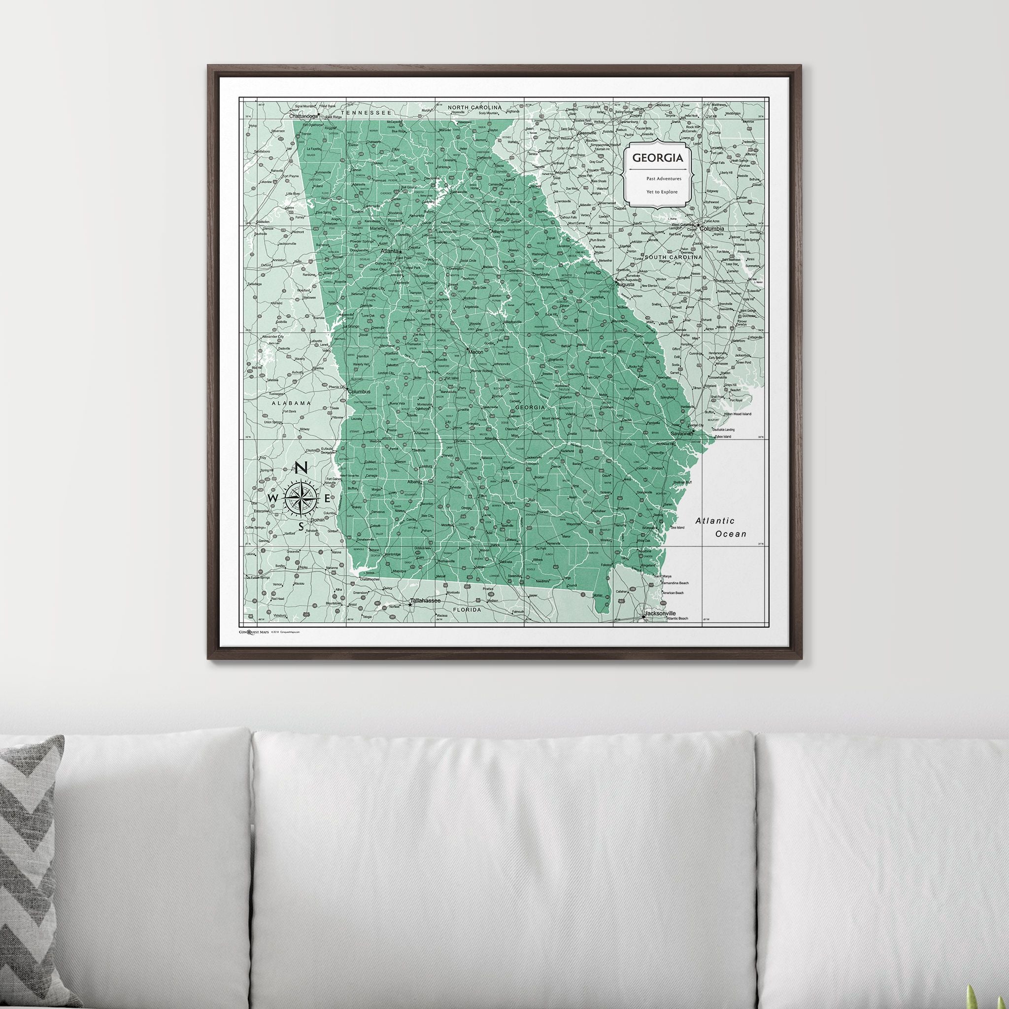 Push Pin Georgia Map (Pin Board) - Green Color Splash CM Pin Board