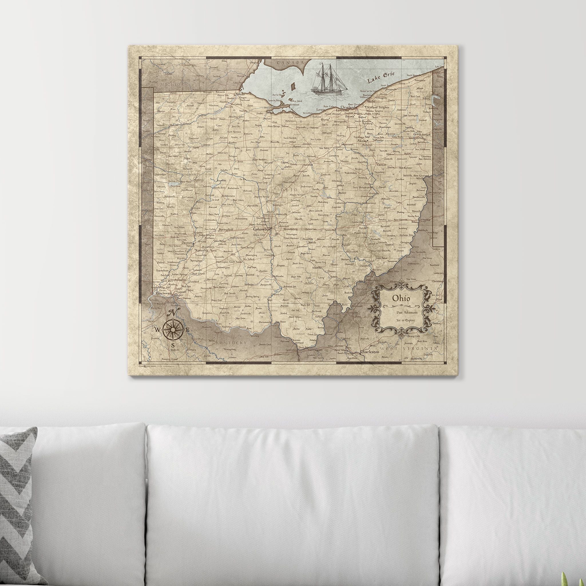 Push Pin Ohio Map (Pin Board) - Rustic Vintage CM Pin Board