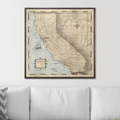 Push Pin California Map (Pin Board) - Rustic Vintage CM Pin Board