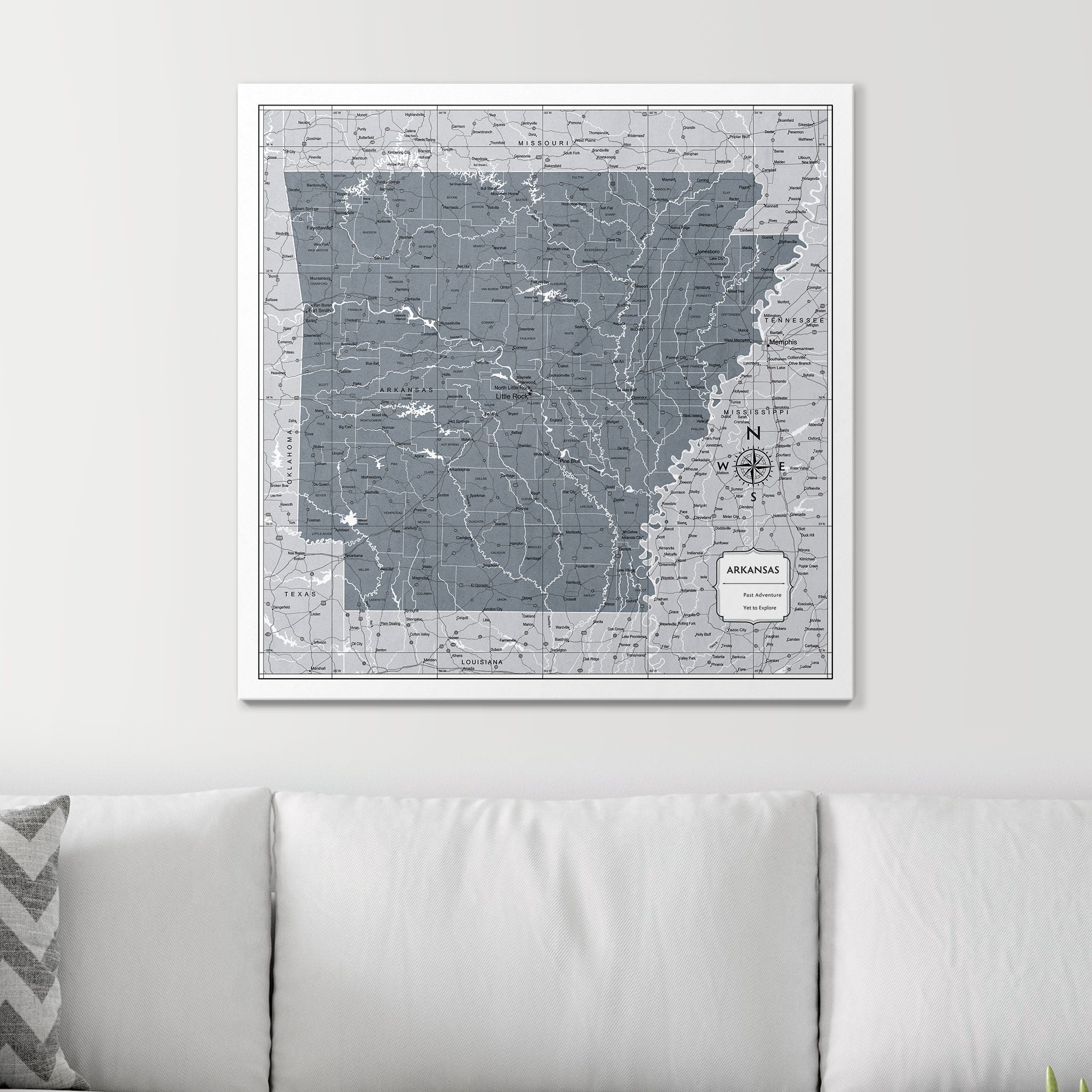 Push Pin Arkansas Map (Pin Board) - Dark Gray Color Splash CM Pin Board