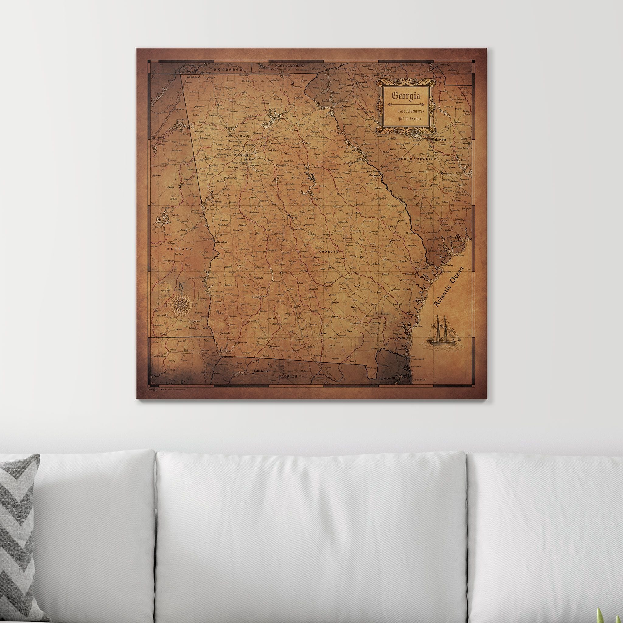 Push Pin Georgia Map (Pin Board) - Rustic Vintage CM Pin Board