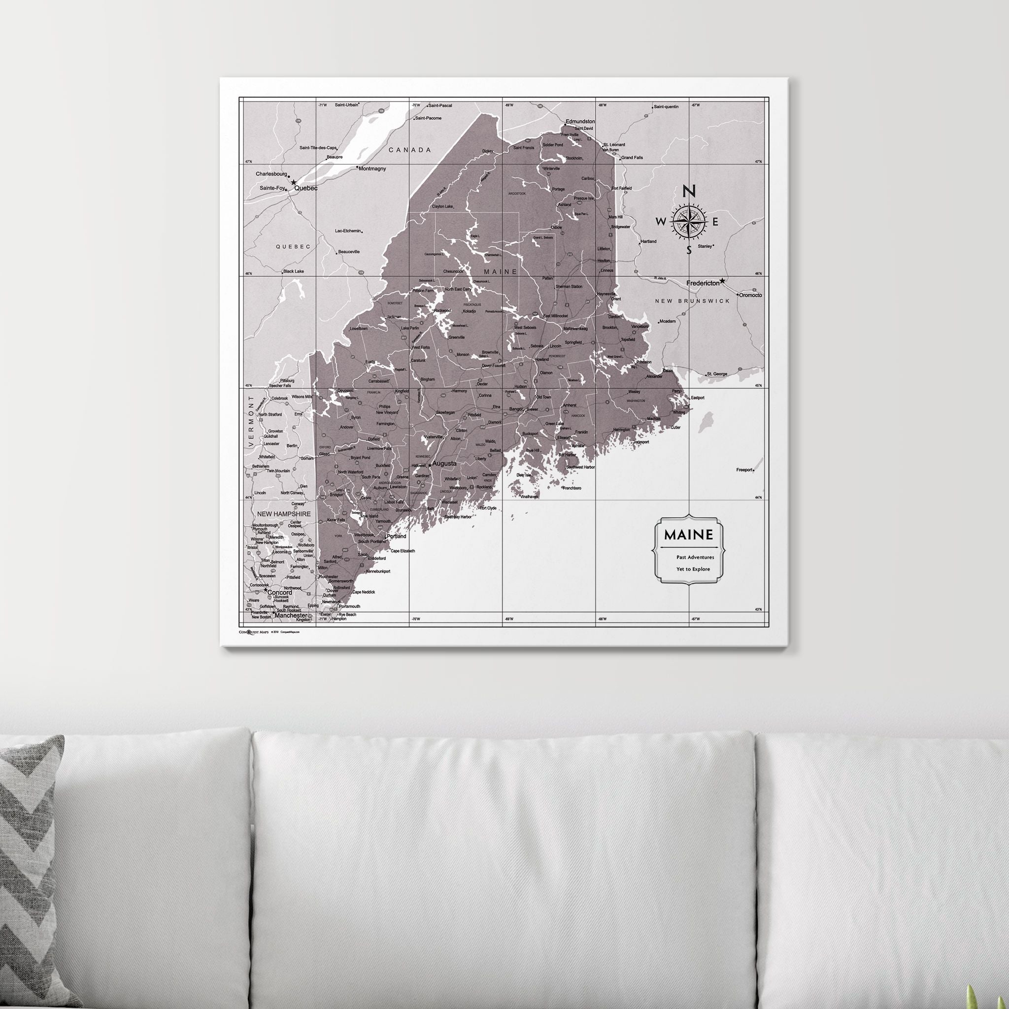 Push Pin Maine Map (Pin Board) - Dark Brown Color Splash CM Pin Board