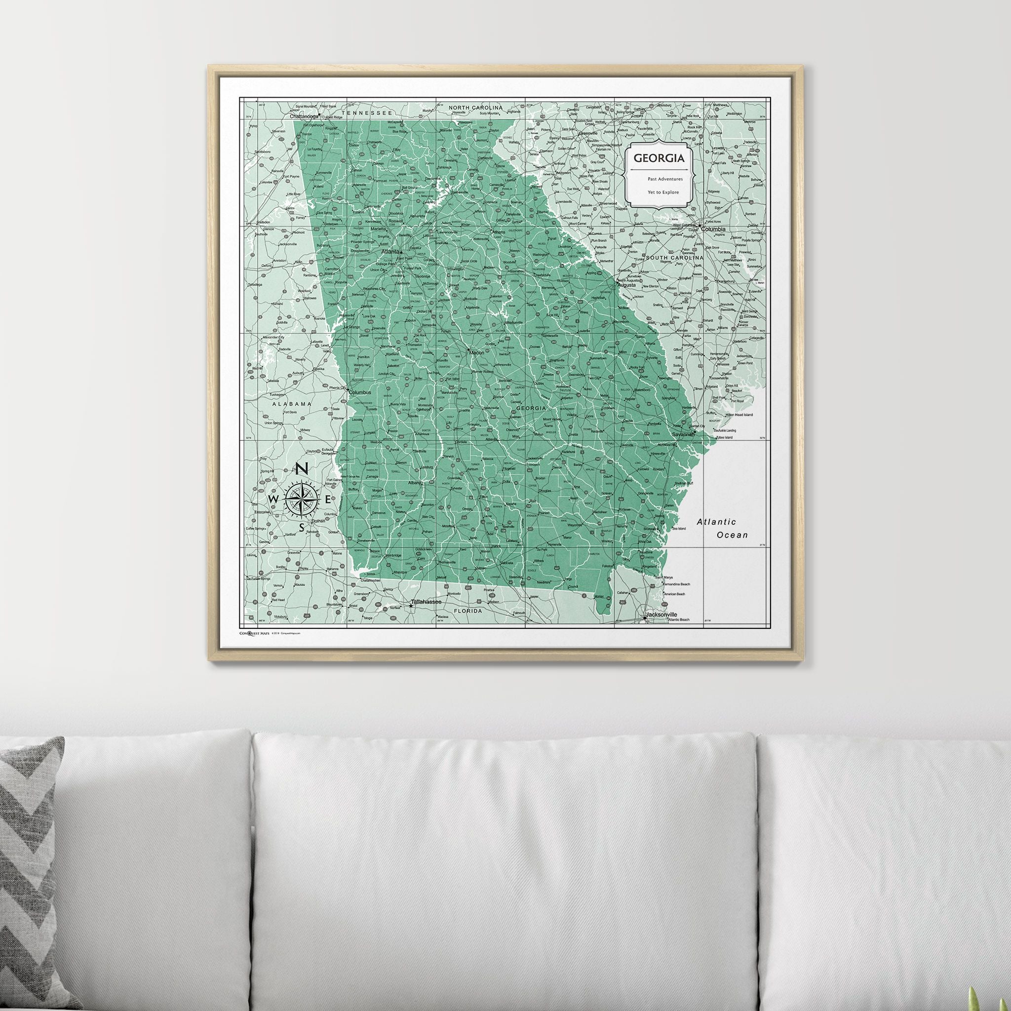 Push Pin Georgia Map (Pin Board) - Green Color Splash CM Pin Board