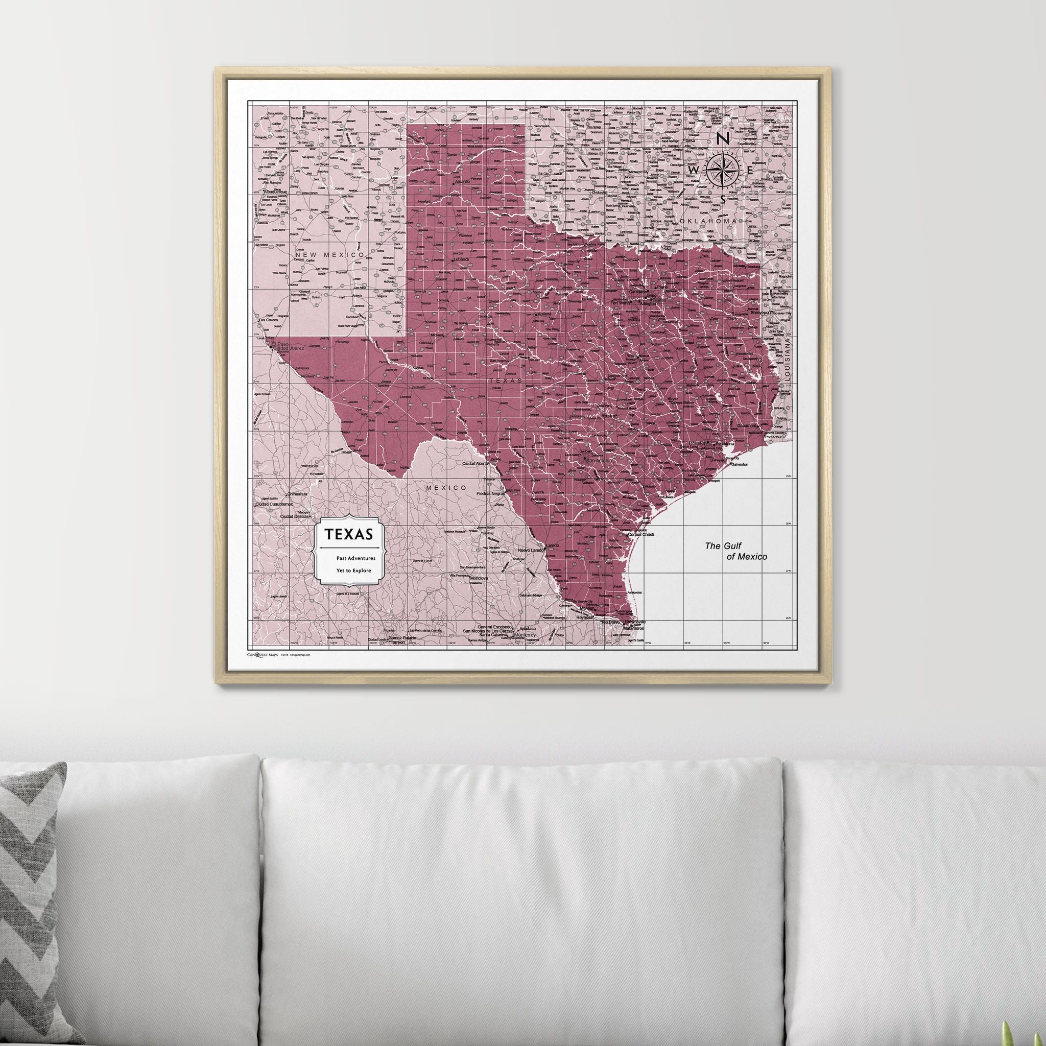 Push Pin Texas Map (Pin Board) - Burgundy Color Splash CM Pin Board