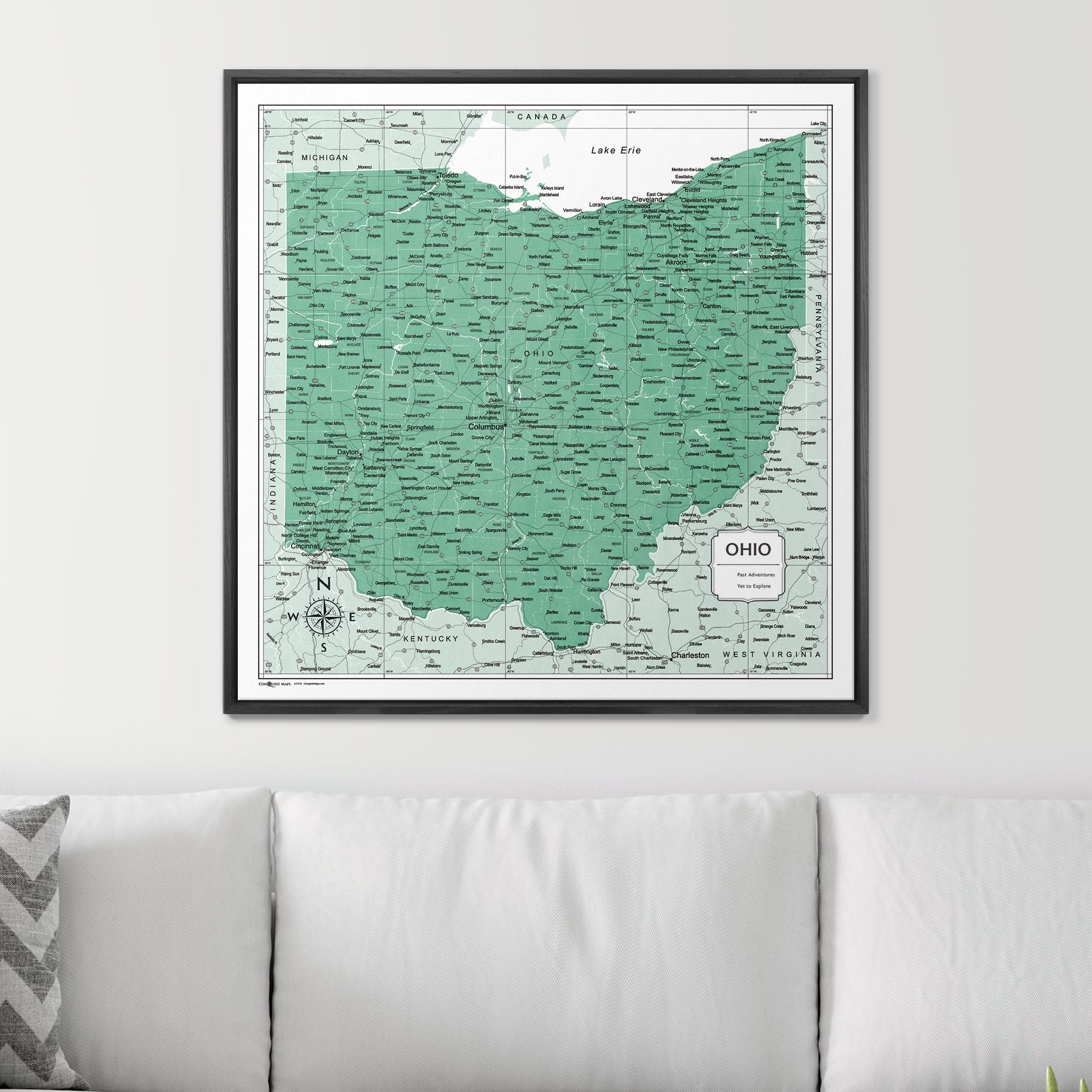 Push Pin Ohio Map (Pin Board) - Green Color Splash CM Pin Board