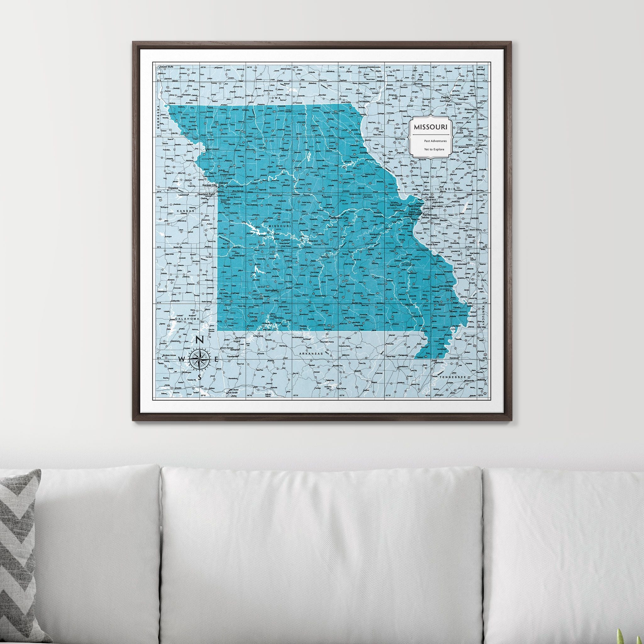 Push Pin Missouri Map (Pin Board) - Teal Color Splash CM Pin Board