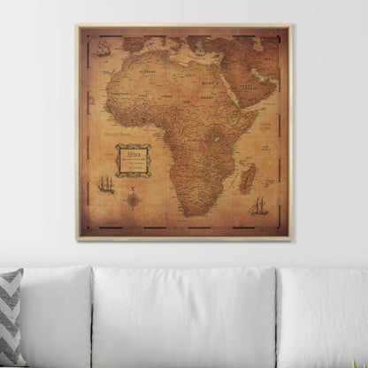 Push Pin Africa Map (Pin Board) - Golden Aged CM Pin Board