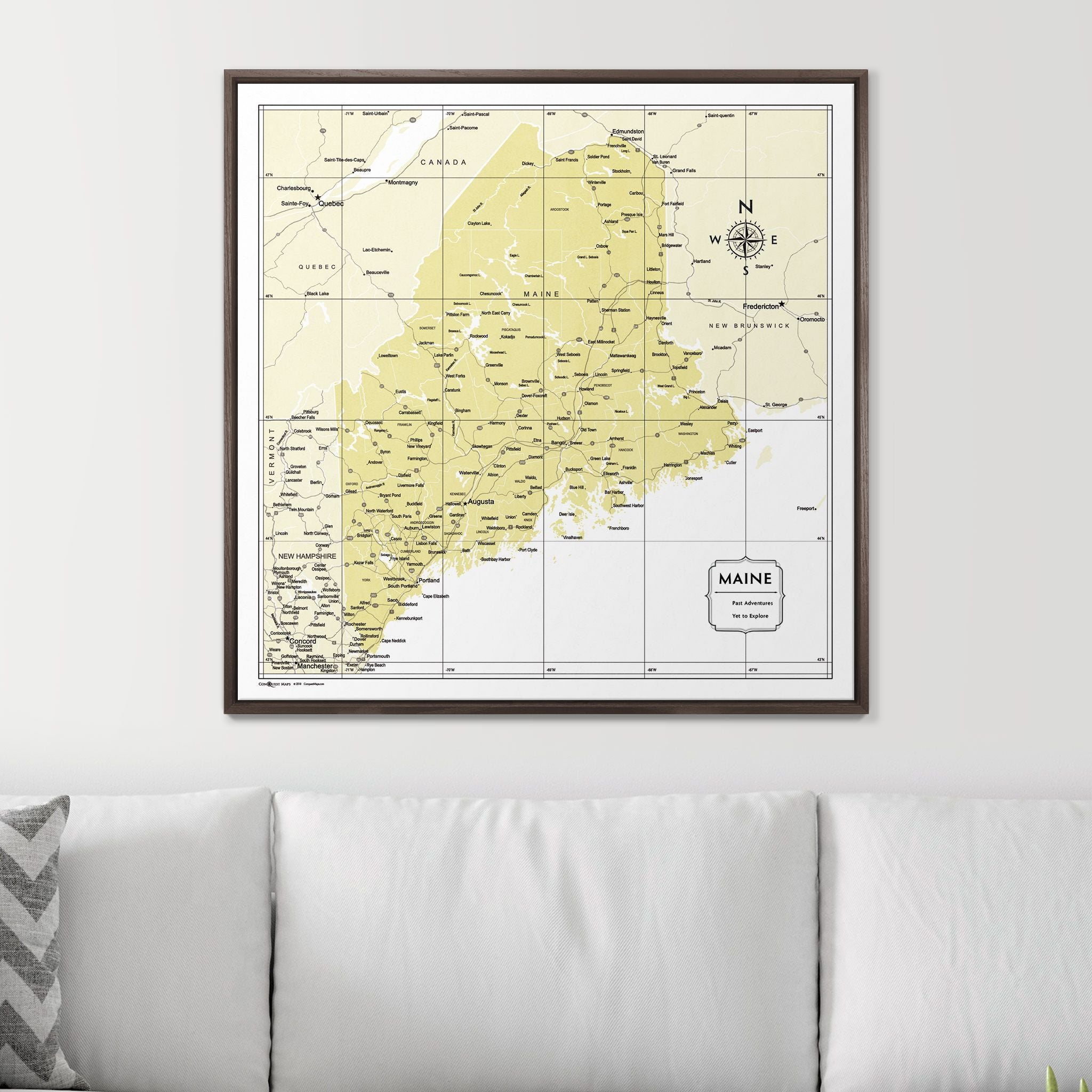 Push Pin Maine Map (Pin Board) - Yellow Color Splash CM Pin Board