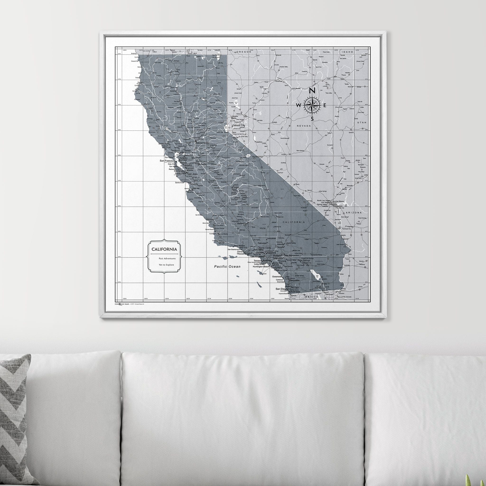 Push Pin California Map (Pin Board) - Dark Gray Color Splash CM Pin Board