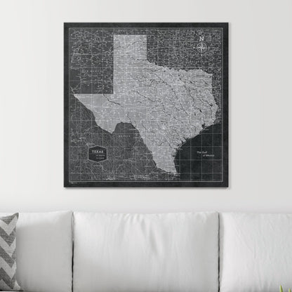 Push Pin Texas Map (Pin Board) - Modern Slate CM Pin Board